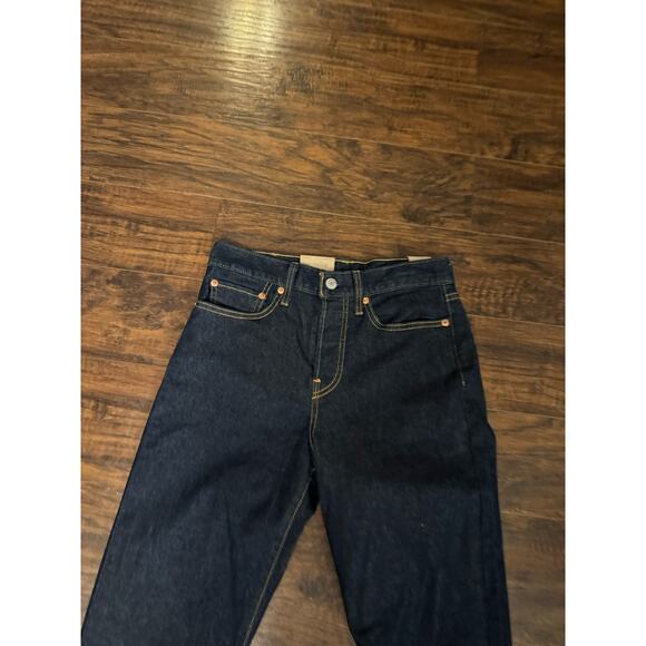 NEW Levis Jeans Womens 27 Dark Blue Denim Pants High Rise Straight Flex - Picture 7 of 9